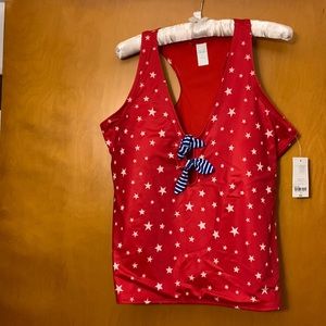 Red White and Blue Star Tankini swimsuit top